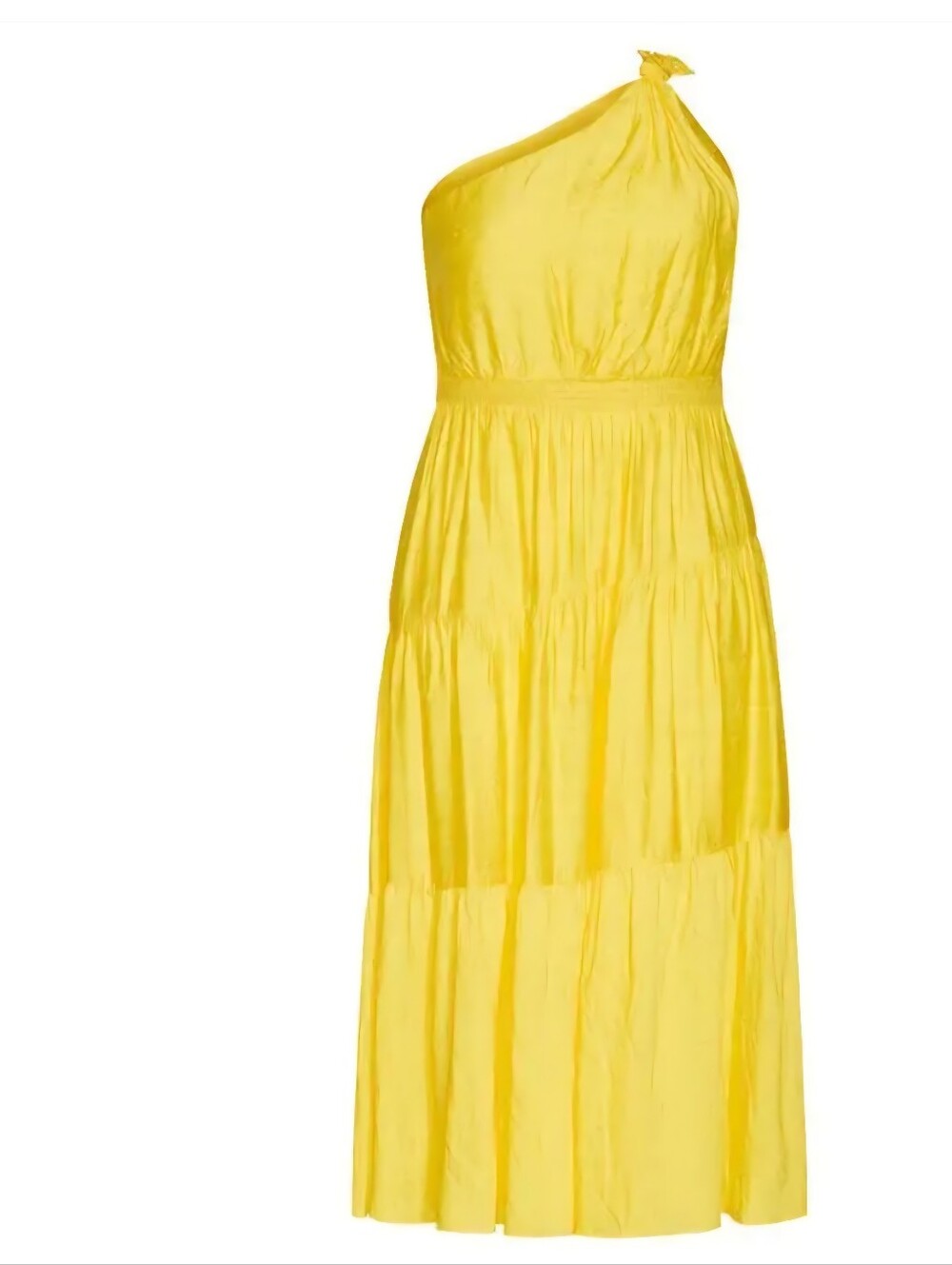 City Chic One-Shoulder Bright Yellow Tiered Maxi